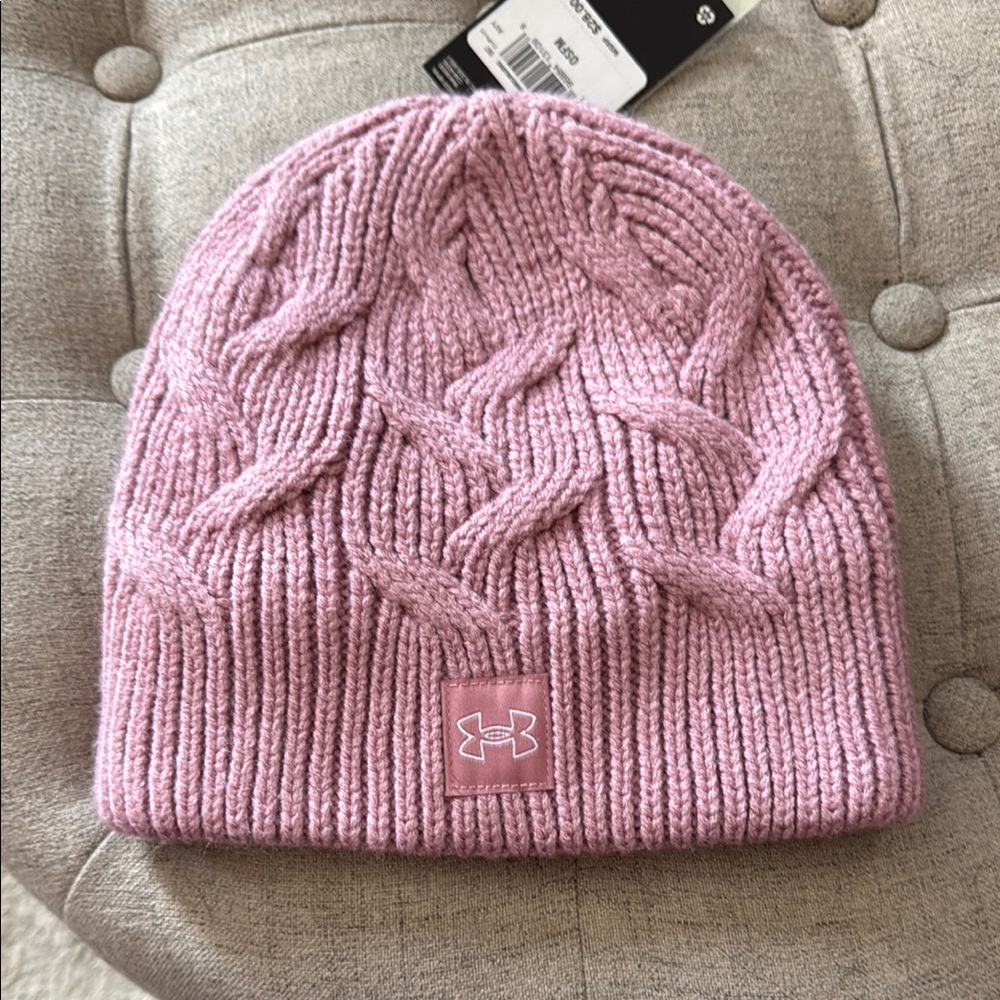 Under Armour Pink Ribbed Knit Hat